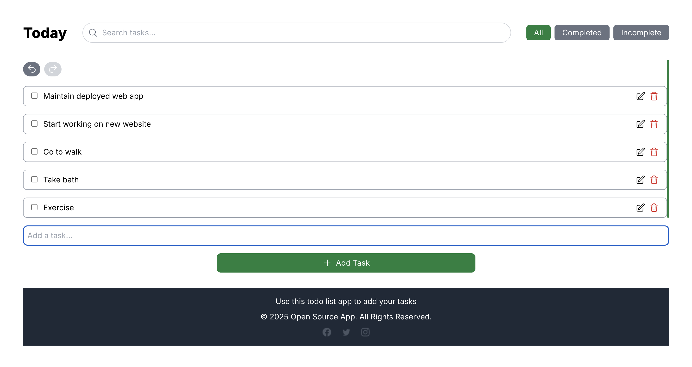 Task management app screenshot